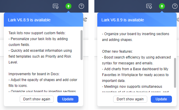 Lark nâng cấp v6.8.9: Tính năng mới của Lark v6.8.9 (by Repu & LarkSuite Vietnam)